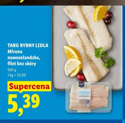 Miruna nowozelandzka filet bez skóry Targ Rybny Lidla promocja w Lidl
