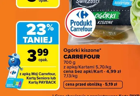 Ogórki kiszone Carrefour promocja w Carrefour Market