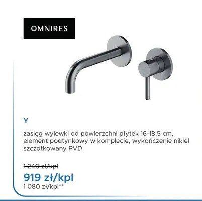 Bateria umywalkowa podtynkowa Omnires Y nikiel szczotkowany promocja w Blu Salony Łazienek