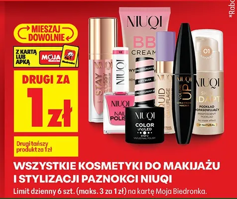 Wszystkie kosmetyki do makijażu i stylizacji paznokci DRUGI ZA 1 ZŁ promocja w Biedronka