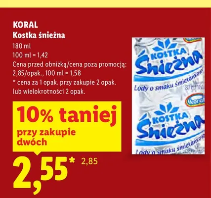 Lody Kostka śnieżna Koral promocja w Lidl