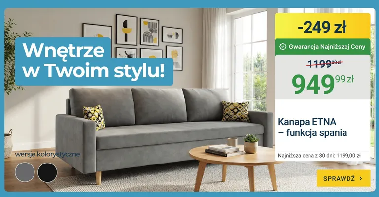 Kanapa ETNA z funkcją spania promocja w ERLI