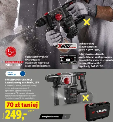 Akumulatorowy młot kombi PARKSIDE PERFORMANCE 20V promocja w Lidl