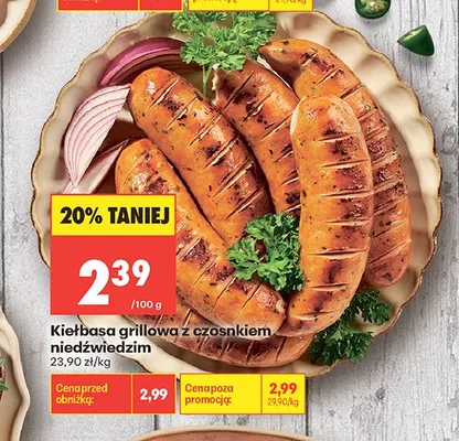 Kiełbasa grillowa z czosnkiem niedźwiedzim promocja w Biedronka