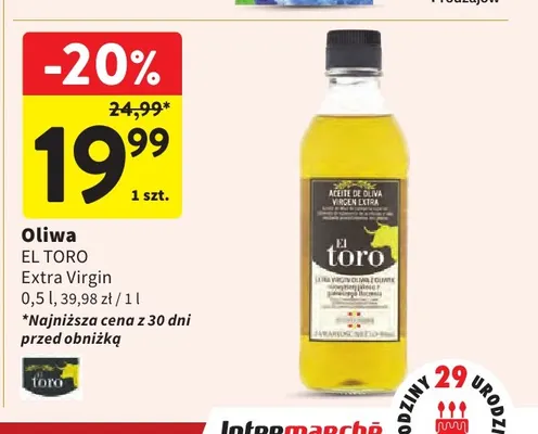 Oliwa El Toro Extra Virgin promocja w Intermarche
