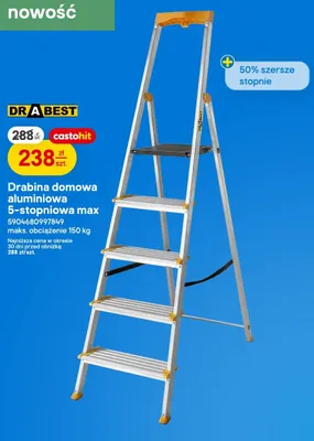 Drabina domowa aluminiowa Drabest 5-stopniowa promocja w Castorama