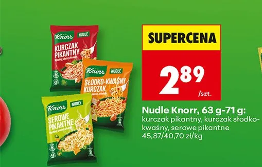 Danie instant Nudle, różne rodzaje promocja w Biedronka