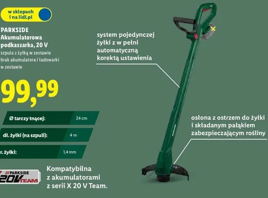 Akumulatorowa podkaszarka 20V promocja w Lidl
