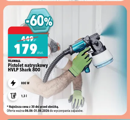 Pistolet natryskowy TILSWALL HVLP Shark 800 promocja w Biedronka Home