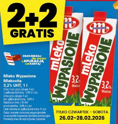 Mleko Wypaśione Mleczna 3,2% UHT promocja w Twój Market