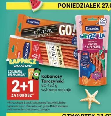 Kabanosy Tarczyński Exclusive 100% z Kurczaka promocja w Delikatesy Centrum