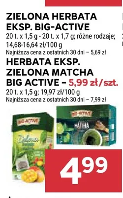 Zielona herbata ekspresowa Big-Active promocja w Stokrotka