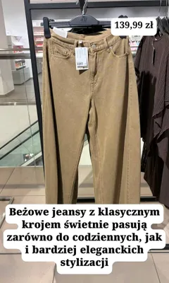 Beżowe jeansy H&M promocja w H&M