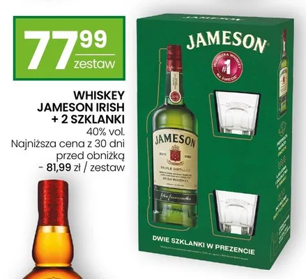 Whiskey Jameson Irish + 2 szklanki 40% vol. promocja w Twój Market