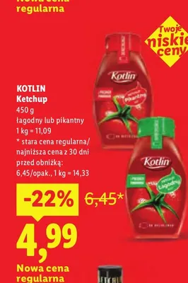 Ketchup łagodny Kotlin promocja w Lidl