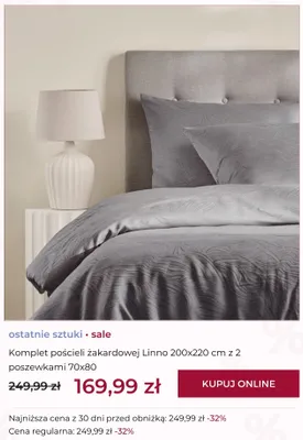 Komplet pościeli żakardowej Linno 200x220 cm z 2 poszewkami 70x80 promocja w home&you