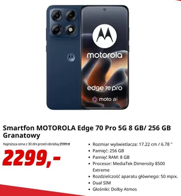 Smartfon Motorola Edge 70 Pro 5 g promocja w Media Markt