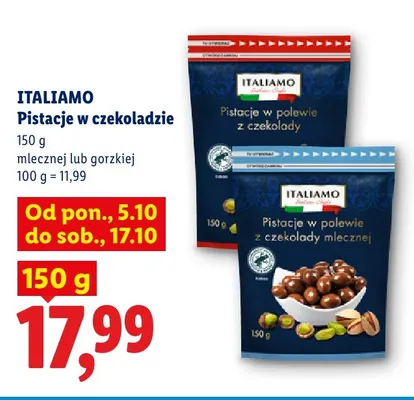 Pistacje w czekoladzie mlecznej Italiamo promocja w Lidl