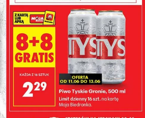 Piwo Tyskie Gronie promocja w Biedronka