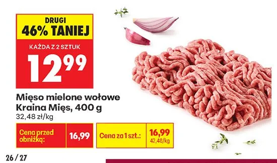 Mięso mielone wołowe Kraina Mięs promocja w Biedronka