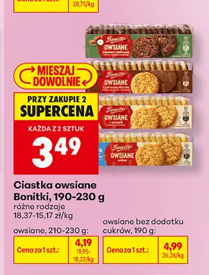 Ciastka owsiane bez dodatku cukrów Bonitki promocja w Biedronka