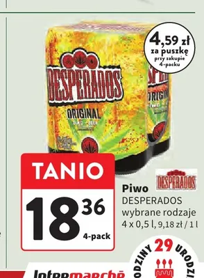 Piwo Desperados 4-pak promocja w Intermarche