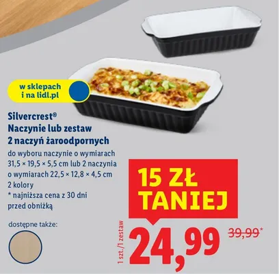 Naczynie lub zestaw 2 naczyń żaroodpornych promocja w Lidl