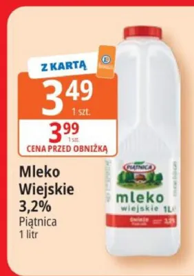 Mleko wiejskie 3,2% Piątnica promocja w Leclerc