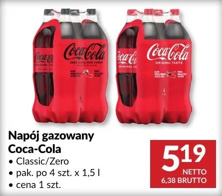 Napój gazowany Coca-Cola Classic/Zero promocja w Makro