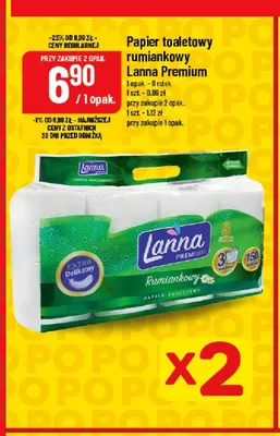Papier toaletowy rumiankowy Lanna Premium 8-pak promocja w POLOmarket
