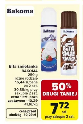 Bita śmietanka BAKOMA 250g promocja w Carrefour Market