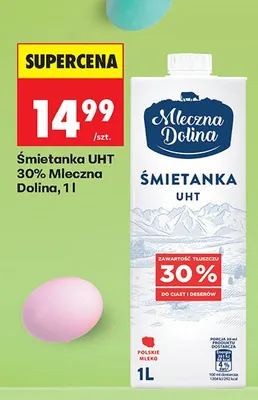 Śmietanka UHT 30% promocja w Biedronka