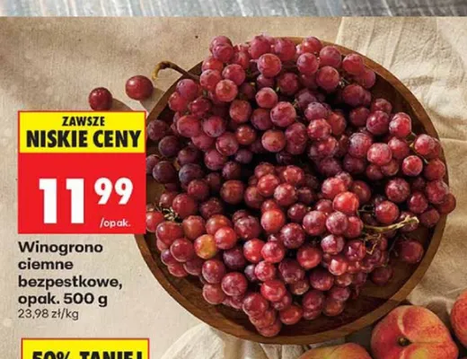 Winogrono ciemne bezpestkowe promocja w Biedronka
