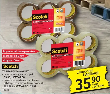 Taśma pakowa 6 szt. Scotch promocja w Selgros