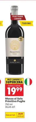 Wino Masso al Sole Primitivo Puglia promocja w Biedronka