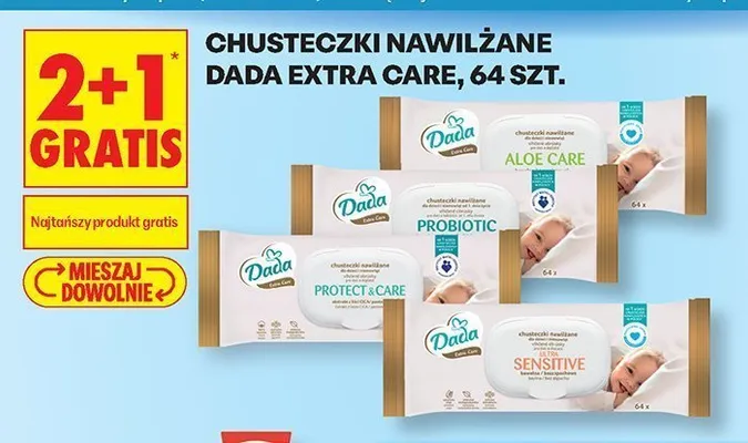 Chusteczki nawilżane Dada Extra Care Probiotic promocja w Biedronka