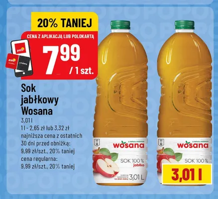 Sok jabłkowy Wosana promocja w POLOmarket