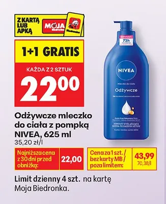 Odżywcze mleczko do ciała z pompką Nivea promocja w Biedronka