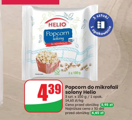 Popcorn do mikrofali solony Helio 3-pak promocja w Dino