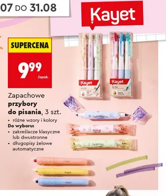 Długopisy żelowe automatyczne zapachowe Kayet promocja w Biedronka