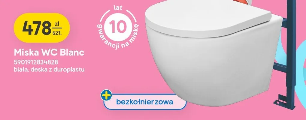 Miska WC Blanc biała, deska z duroplastu Grohe promocja w Castorama