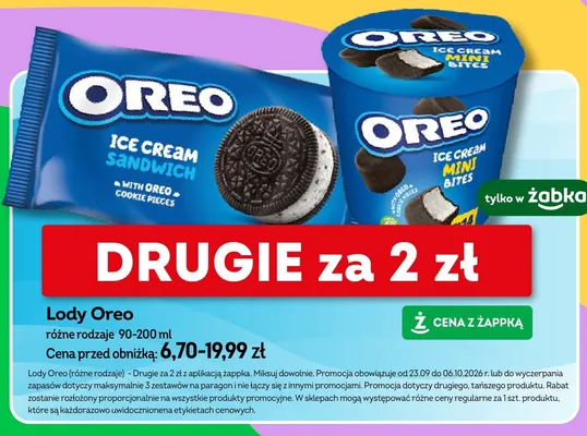 Lody Oreo Ice Cream Sandwich promocja w Żabka