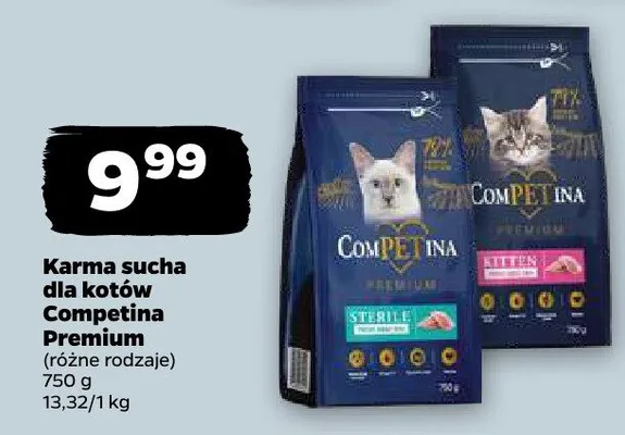Karma sucha dla kotów Competina Premium promocja w Netto