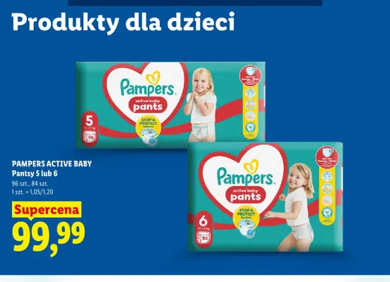 Pieluchomajtki Pampers Active Baby Pants 5 96-pak promocja w Lidl