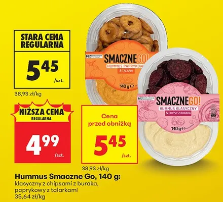 Hummus klasyczny z chipsami z buraka Smaczne Go promocja w Biedronka