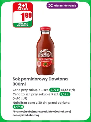 Sok pomidorowy Dawtona promocja w Dino