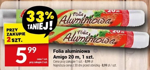 Folia aluminiowa Amigo 20m promocja w Twój Market