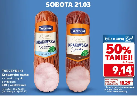 Krakowska sucha z szynki, z indykiem promocja w Kaufland