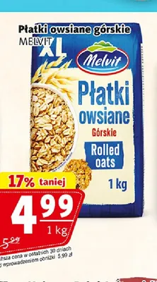 Płatki owsiane górskie Melvit promocja w Prim Market
