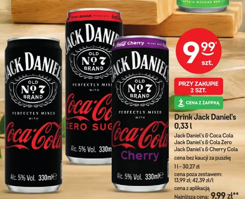 Drink Jack Daniel's & Cherry Cola promocja w Żabka